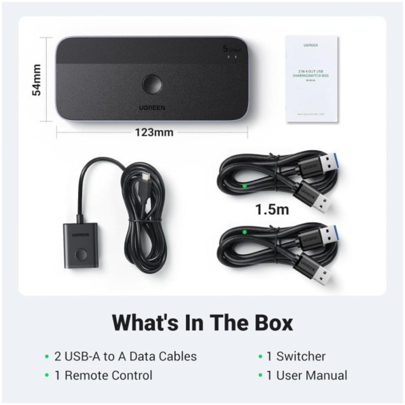 Podatkovni preklopnik: USB stikalo 3.0 UGREEN CM662 1x USB-C 3x USB-A (15705)