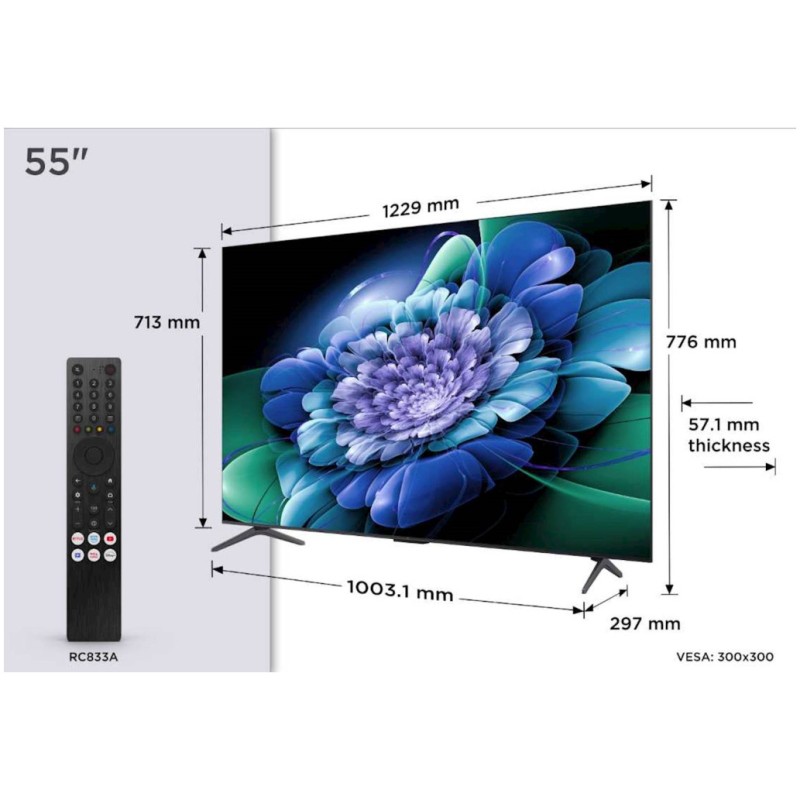TV sprejemnik TCL 55,0 139,7 cm 55C69K 3840x2160 miniLED Google TV 3xHDMI 2xUSB BT WiFi Airplay Chromecast LAN HDR TCL TV sprejemnik TCL 55,0 139,7 cm 55C69K 3840x2160 miniLED Google TV 3xHDMI 2xUSB BT WiFi Airplay Chromecast LAN HDR
