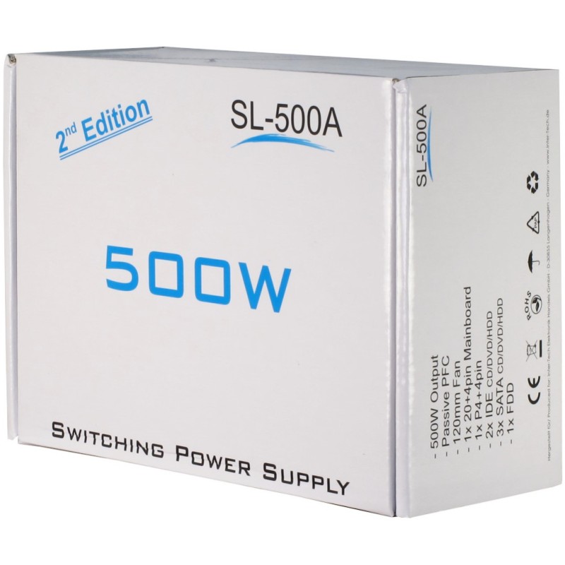 Napajalnik - 500W Inter-Tech SL-500 - - ATX 2.03 Non modular 120mm (88882009) Inter-Tech Napajalnik - 500W Inter-Tech SL-500 - - ATX 2.03 Non modular 120mm (88882009)