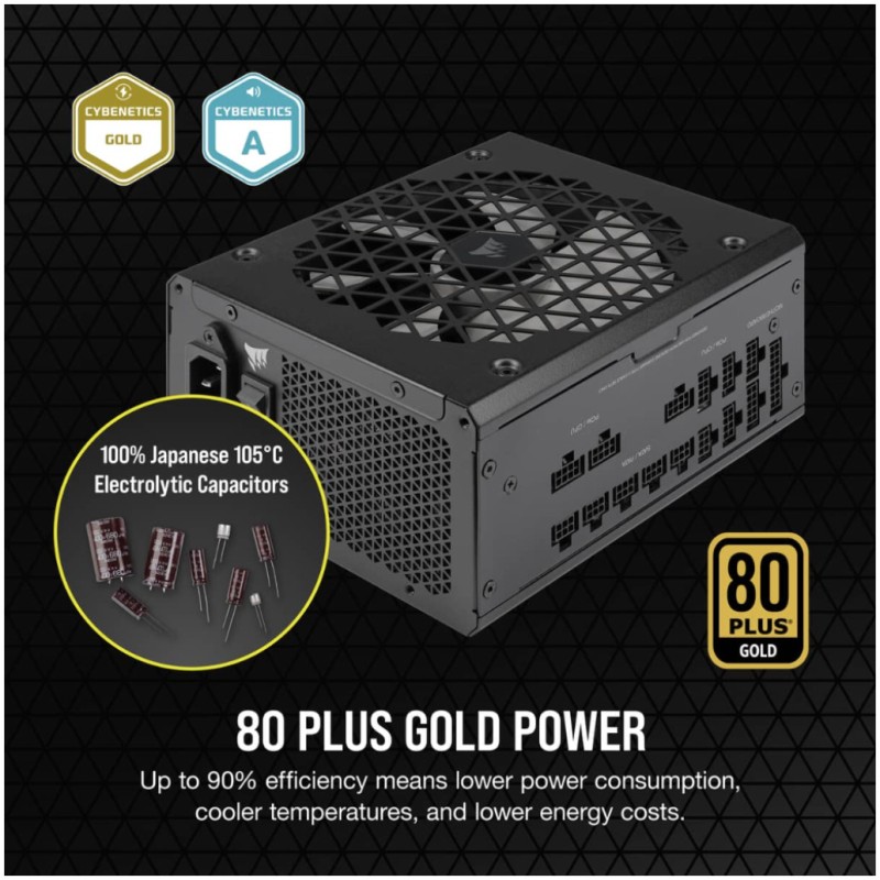 Napajalnik - 1000W Corsair RM1000x Shift 80Plus Gold 80+ ATX 3.0 Modular 140mm črna (CP-9020253-EU)
