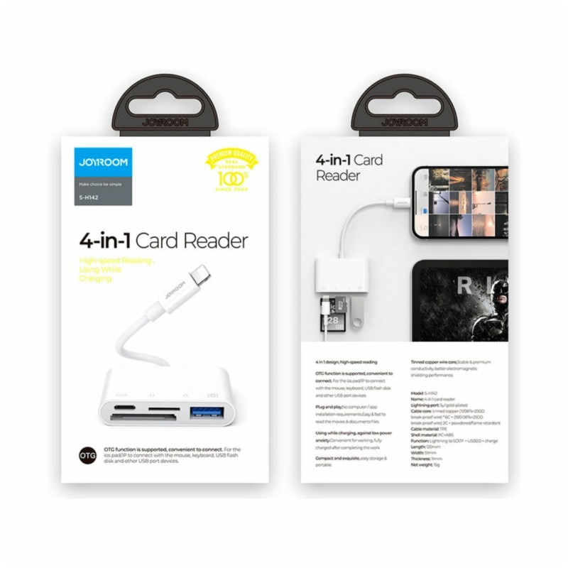 HUB USB-C => 1xUSB-A 1xUSB-C 1xSD 1xmicroSD (S-H142) Joyroom HUB USB-C => 1xUSB-A 1xUSB-C 1xSD 1xmicroSD (S-H142)