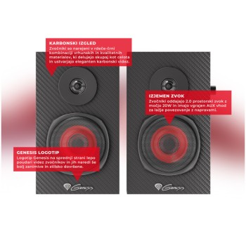 Zvočniki Genesis HELIUM 200 20W 2.0 (črna-rdeča) Zvočniki Genesis HELIUM 200 20W 2.0 (črna-rdeča)