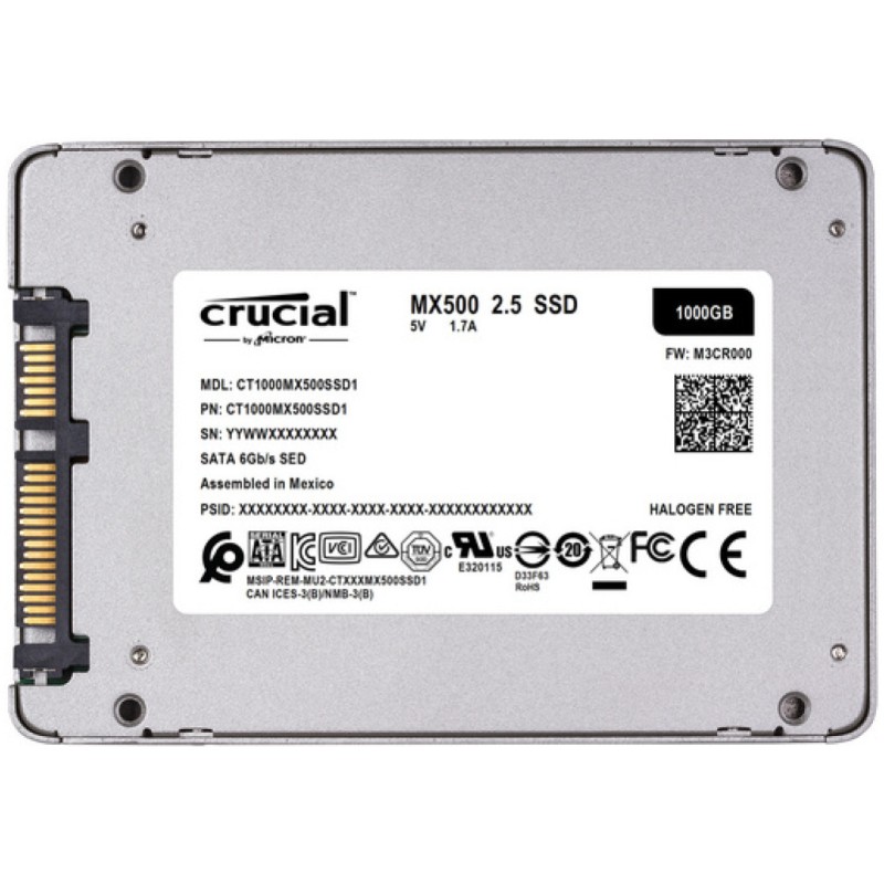 Disk SSD 6,4cm (2,5) SATA3 1TB Crucial MX500 2,5 560/510MB/s (CT1000MX500SSD1)