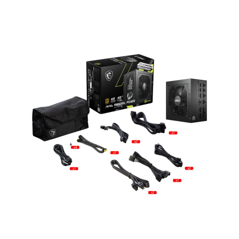 Napajalnik - 850W MSI MAG A850GL Gold 80Plus Gold 90% ATX3.0 PCIE-5.0 Ready Modular 120mm črna (306-7ZP8A11-CE0) MSI Napajalnik - 850W MSI MAG A850GL Gold 80Plus Gold 90% ATX3.0 PCIE-5.0 Ready Modular 120mm črna (306-7ZP8A11-CE0)