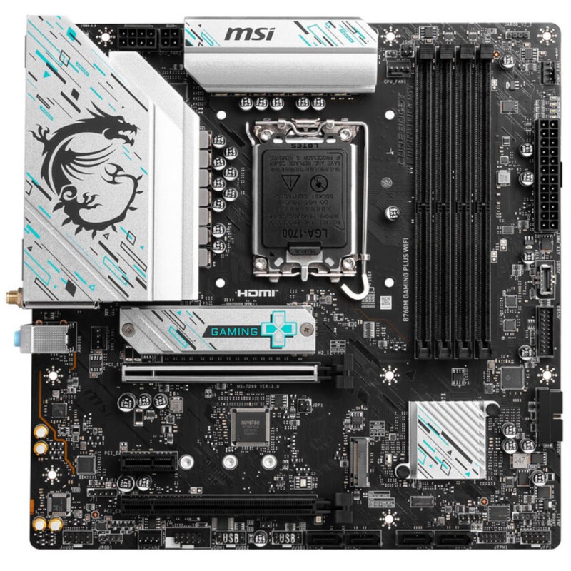 Osnovna plošča 1700 MSI B760M Gaming Plus WiFi microATX 1xHDMI 2.1 1xDisplayPort 1.4 MSI Osnovna plošča 1700 MSI B760M Gaming Plus WiFi microATX 1xHDMI 2.1 1xDisplayPort 1.4