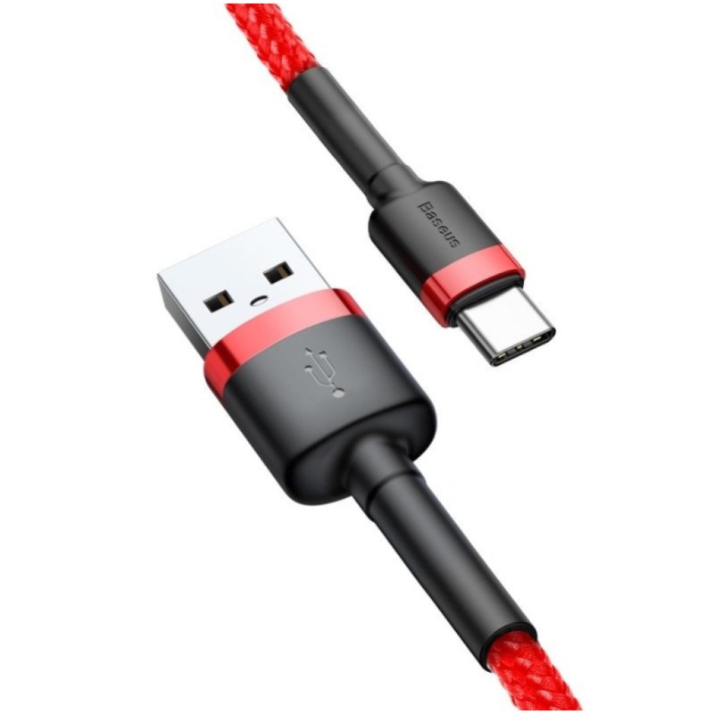 Kabel USB-C => USB-A 2.0 tekstil ovoj 2,00m 5V/2A QC3 Baseus rdeč/črn (CATKLF-C09) Baseus Kabel USB-C => USB-A 2.0 tekstil ovoj 2,00m 5V/2A QC3 Baseus rdeč/črn (CATKLF-C09)