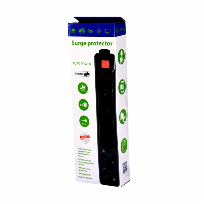 Prenapetostna zaščita Energenie 4,5m 5x220V črn SPG5-C-15