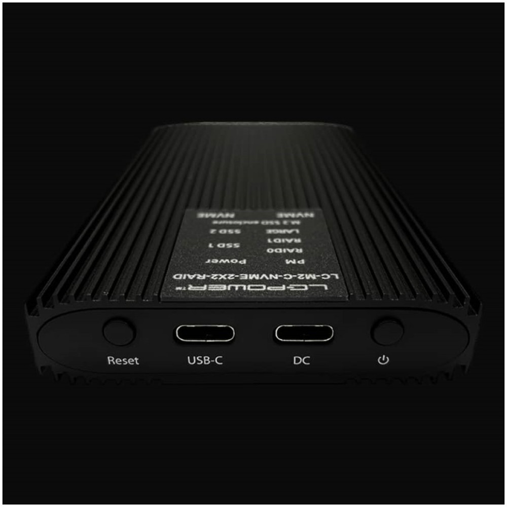 Ohišje za SSD disk M.2 => USB-C PCIe NVMe USB 3.2 Gen2 RAID 0/1 aluminij LC-Power (LC-M2-C-NVME-2X2-RAID)