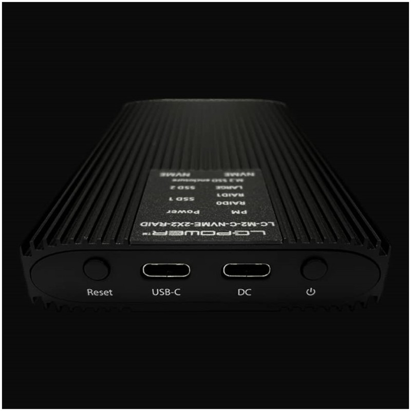 Ohišje za SSD disk M.2 => USB-C PCIe NVMe USB 3.2 Gen2 RAID 0/1 aluminij LC-Power (LC-M2-C-NVME-2X2-RAID)