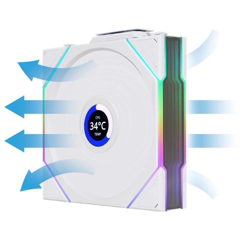 Ventilator Lian-Li UNI FAN TL Wireless LCD 120mm bela ARGB (Reverse Blade 3 pack + kontroler) Lian-Li Ventilator Lian-Li UNI FAN TL Wireless LCD 120mm bela ARGB (Reverse Blade 3 pack + kontroler)