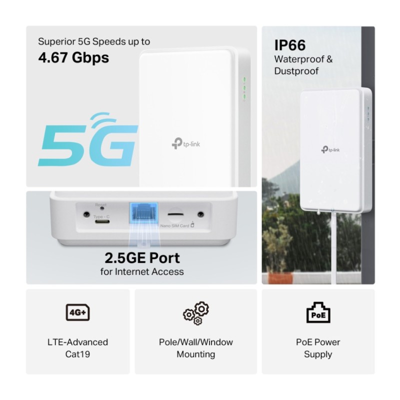 Usmerjevalnik brezžični TP-Link NEO200 5G 1xLAN 2,5Gbps (NE200-Outdoor)