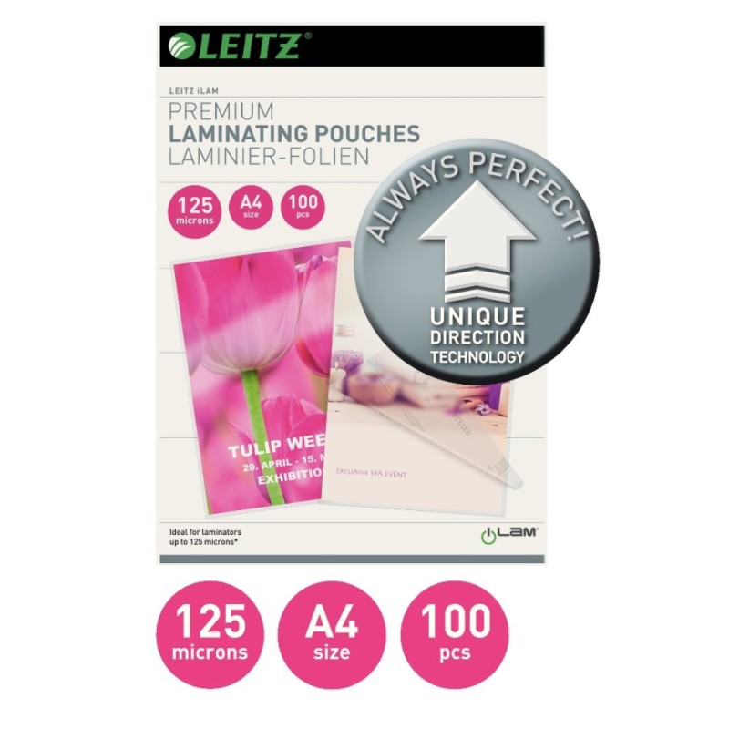 Žepki za plastificiranje leitz a4 125mic s smernimi puščicami 1/100 74810000