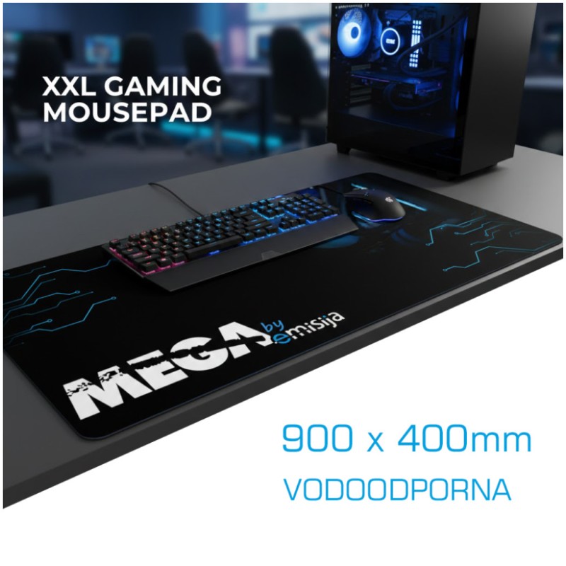 Podloga za miško MEGA mikrovlakna 900x400x3mm XXL vodoodporna črna (6669990)