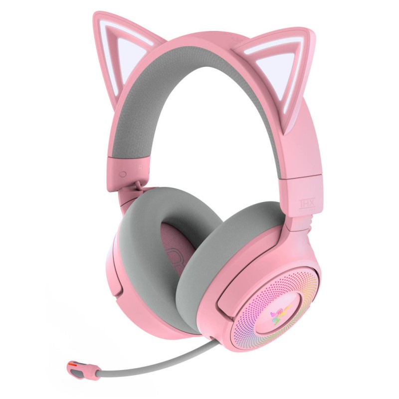 Slušalke brezžične Razer naglavne z mikrofonom BT/1x3,5mm/USB Kraken Kitty V3 Pro roza Gaming (RZ04-05170200-R3M1)