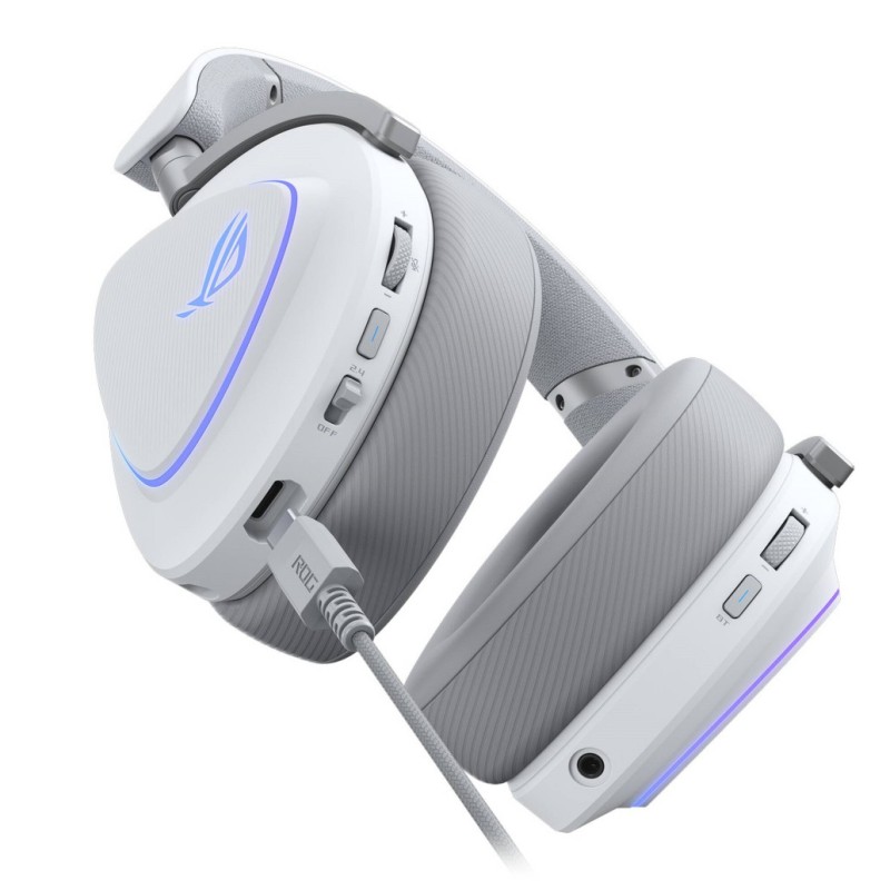 Slušalke brezžične Asus naglavne z mikrofonom BT/1x3,5mm ROG Delta II bele Gaming (90YH03W0-BHUA10)