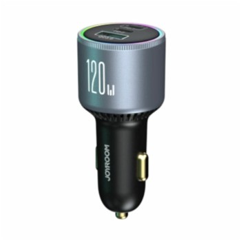 Avto polnilec 12V 24V => 2x USB-C USB-A 120W PD QC črn Joyroom (JR-CCN07 120W)