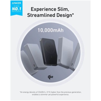 Prenosna baterija Anker MagGo 10.000 mAh Slim brezžično polnjenje Qi2 15W USB-C 30W črna (A1664H11)
