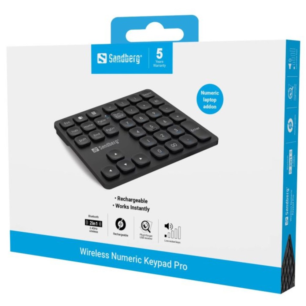 Tipkovnica brezžična numerična Sandberg Numeric Keypad Pro (630-09) SANDBERG Tipkovnica brezžična numerična Sandberg Numeric Keypad Pro (630-09)