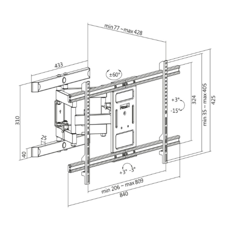 Nosilec za LCD TV 43-90 / 109-228cm do 60kg nastavljivi LogiLink (BP0115) LOGILINK Nosilec za LCD TV 43-90 / 109-228cm do 60kg nastavljivi LogiLink (BP0115)