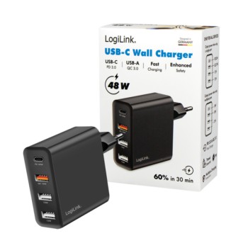 Hišni polnilec 110-240V => 1x USB-C 3x USB-A 48W LogiLink (PA0377) Hišni polnilec 110-240V => 1x USB-C 3x USB-A 48W LogiLink (PA0377)