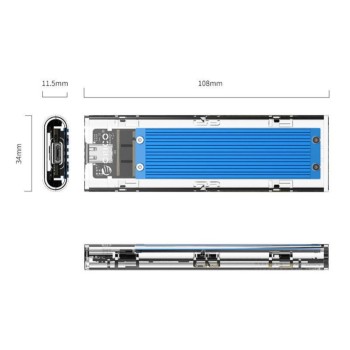 Ohišje za SSD disk M.2 => USB-C PCIe NVMe USB 3.1 Gen2 Type-C Orico - moder (TCM2-C3-BL-BP) Ohišje za SSD disk M.2 => USB-C PCIe NVMe USB 3.1 Gen2 Type-C Orico - moder (TCM2-C3-BL-BP)