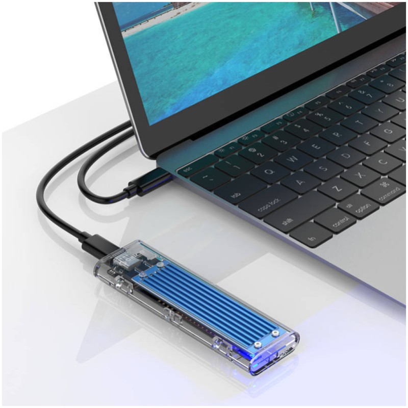 Ohišje za SSD disk M.2 => USB-C PCIe NVMe USB 3.1 Gen2 Type-C Orico - moder (TCM2-C3-BL-BP)