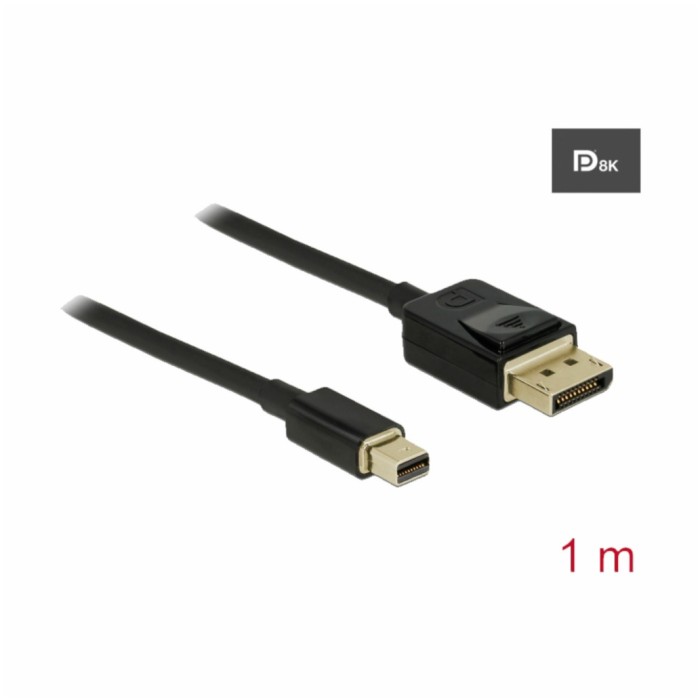 Kabel Display Portmini(m)=>DisplayPort(m) v1.4 1,00m 8K/60Hz črn Delock (84927) Kabel Display Portmini(m)=>DisplayPort(m) v1.4 1,00m 8K/60Hz črn Delock (84927)
