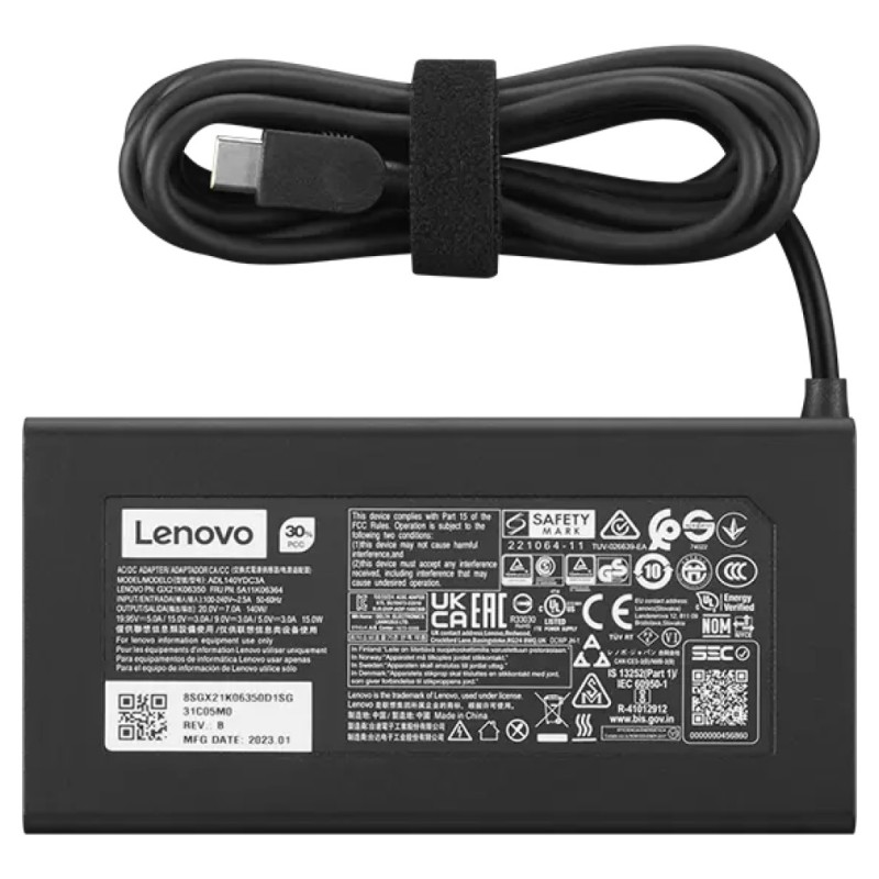 Napajalnik za prenosnik Lenovo Legion Slim 140W USB-C (GX21M50626) Lenovo Napajalnik za prenosnik Lenovo Legion Slim 140W USB-C (GX21M50626)