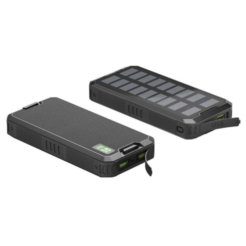 Prenosna baterija Goobay Powerbank 20.000 mAh USB-C Quick-Charge 3.0 sončne celice črna Goobay Prenosna baterija Goobay Powerbank 20.000 mAh USB-C Quick-Charge 3.0 sončne celice črna