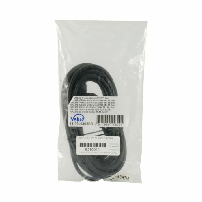 Kabel Video SVHS-SVHS 5,00m Value črn (11.99.4365-30) Kabel Video SVHS-SVHS 5,00m Value črn (11.99.4365-30)