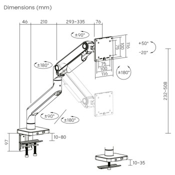 Nosilec za LCD monitor DIGITUS Single 49" 20 kg