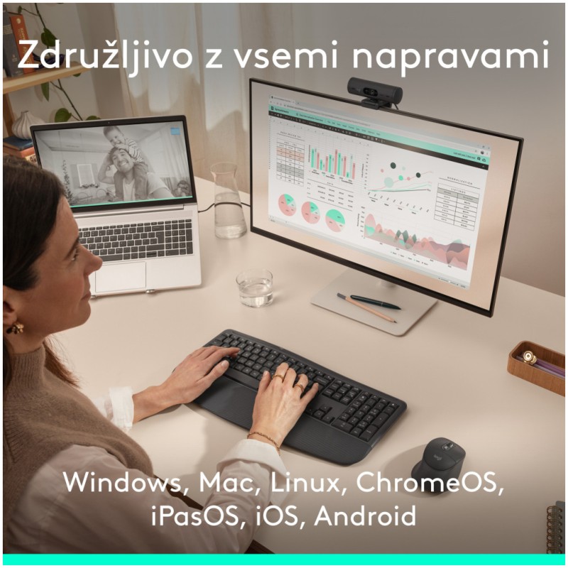 Tipkovnica in miš Logitech brezžična + Bluetooth MK880 Signature Comfort Plus grafitna Slovenski nabor znakov (920-014161) LOGITECH Tipkovnica in miš Logitech brezžična + Bluetooth MK880 Signature Comfort Plus grafitna Slovenski nabor znakov (920-014161)