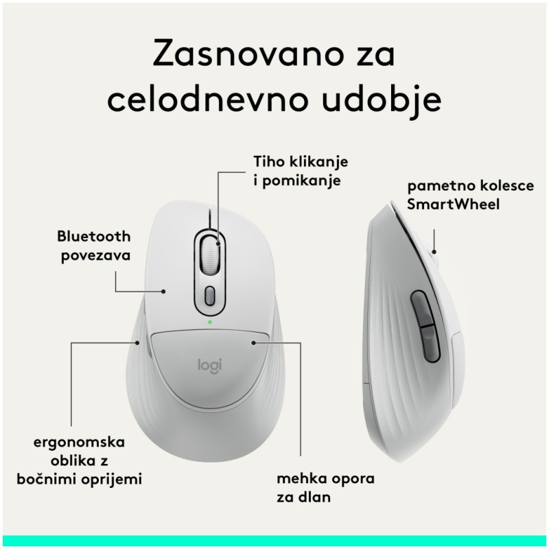 Tipkovnica in miš Logitech brezžična + Bluetooth MK880 Signature Comfort Plus bela SLO gravura (920-014033)