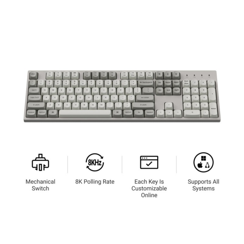 Gaming Tipkovnica Žična Keychron C2 Pro 8K QMK UK | siva RGB (C2PX-M1-UK)