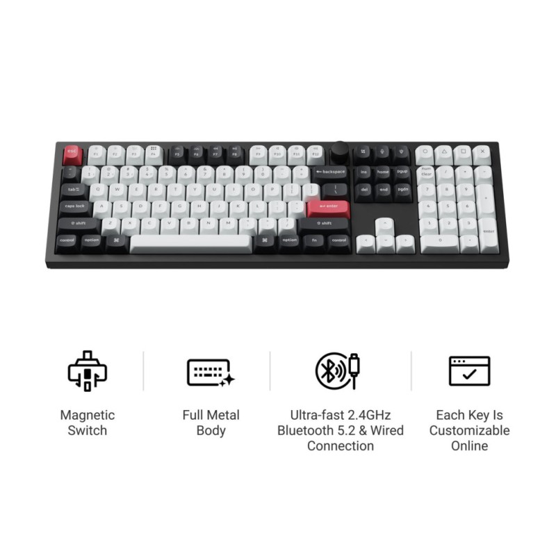 Gaming Tipkovnica brezžična, bluetooth, USB Keychron Q6 HE UK | črna RGB (Q6H-M1-UK) Keychron Gaming Tipkovnica brezžična, bluetooth, USB Keychron Q6 HE UK | črna RGB (Q6H-M1-UK)