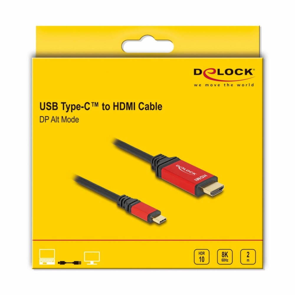 Kabel USB-C 3.1 => HDMI 2.1 2,0m 8K@60Hz črn DELOCK (80096) Delock Kabel USB-C 3.1 => HDMI 2.1 2,0m 8K@60Hz črn DELOCK (80096)