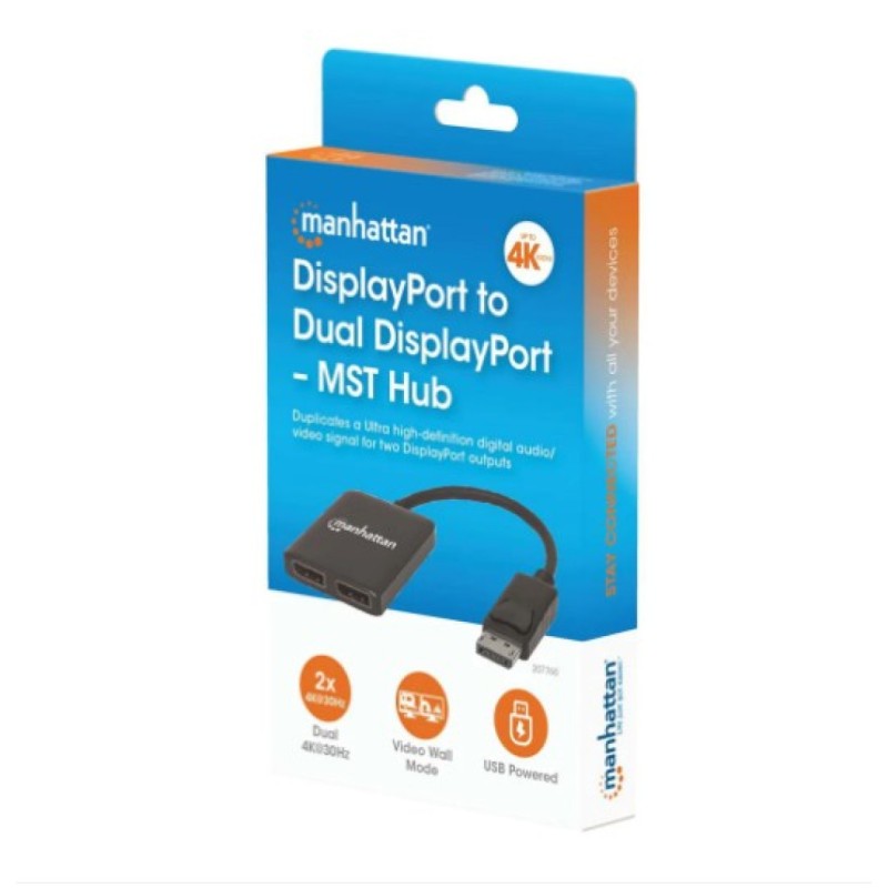 Adapter DisplayPort(m)=> 2x DisplayPort(ž) v1.2 4K@30Hz MST (207768) Manhattan Adapter DisplayPort(m)=> 2x DisplayPort(ž) v1.2 4K@30Hz MST (207768)