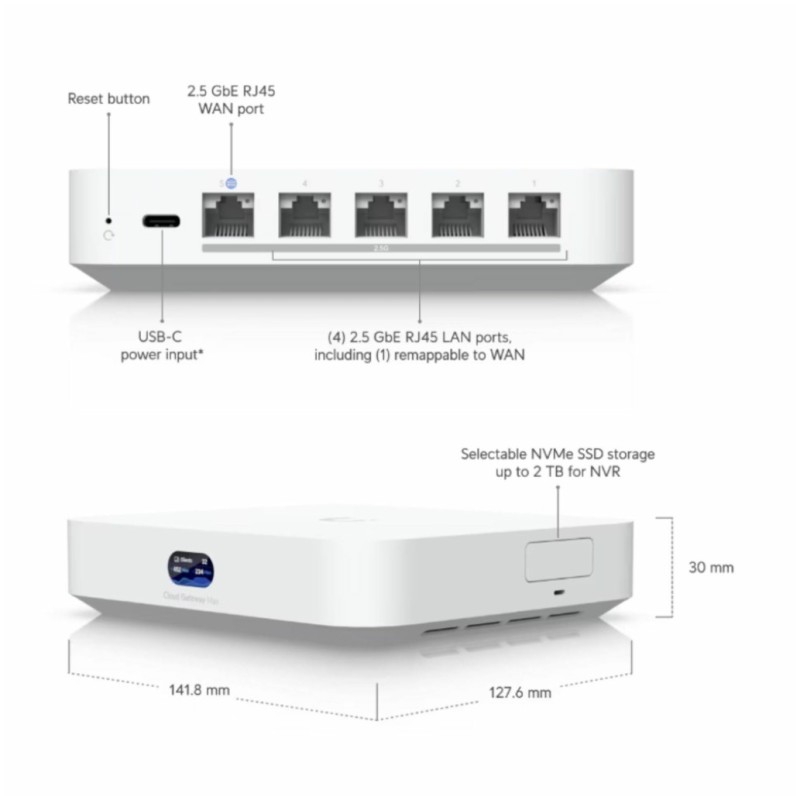 Usmerjevalnik žični Ubiquiti Cloud 5xLAN 2.5GbE (UCG-MAX-EU) UBIQUITI Usmerjevalnik žični Ubiquiti Cloud 5xLAN 2.5GbE (UCG-MAX-EU)