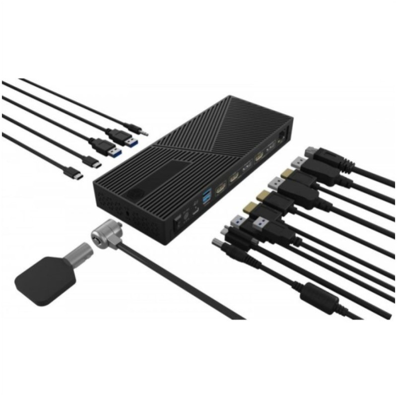 Priklopna postaja USB-C => Icy Box IB-DK2246AC 3xHDMI 2xDisplayPort 4xUSB3.2 2xUSB-C 100W 1xLAN 1x3,5mm (IB-DK2246AC)