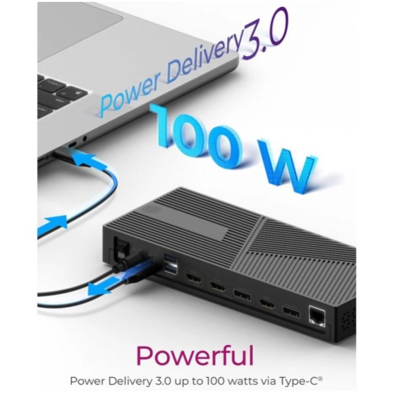 Priklopna postaja USB-C => Icy Box IB-DK2246AC 3xHDMI 2xDisplayPort 4xUSB3.2 2xUSB-C 100W 1xLAN 1x3,5mm (IB-DK2246AC)