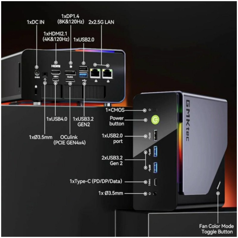 Mini računalnik GMKtec PC K12 AMD Ryzen7 H255 32GB RAM 1TB SSD Radeon 780M NucBox GMKtec Mini računalnik GMKtec PC K12 AMD Ryzen7 H255 32GB RAM 1TB SSD Radeon 780M NucBox