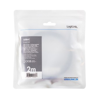 Kabel USB-C(m) => USB-C(ž) 3.2 Gen2 podaljšek najlon ovoj 2,0m 100W 5A/20V 5Gbps črn/siv LogiLink (CUA0109) Kabel USB-C(m) => USB-C(ž) 3.2 Gen2 podaljšek najlon ovoj 2,0m 100W 5A/20V 5Gbps črn/siv LogiLink (CUA0109)