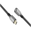 Kabel USB-C(m) => USB-C(ž) 3.2 Gen2 podaljšek najlon ovoj 2,0m 100W 5A/20V 5Gbps črn/siv LogiLink (CUA0109)