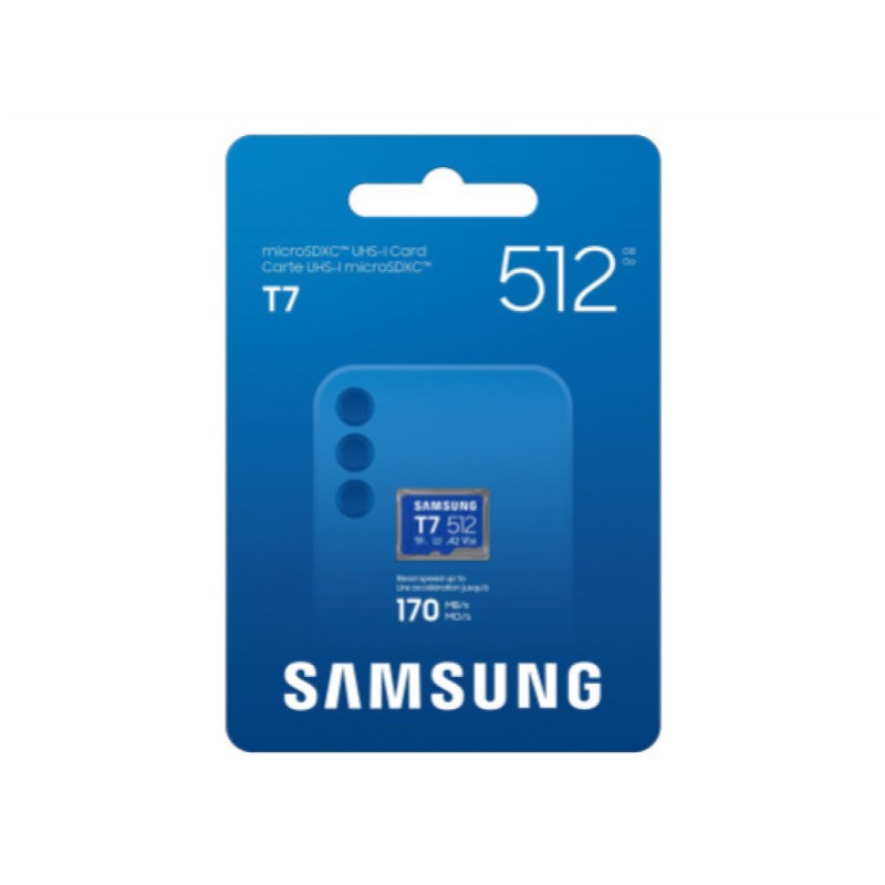 Spominska kartica microSDXC 512GB Samsung T7 170MB/s/U3 V30 UHS-I A2 (MB-MB512T/WW) SAMSUNG Spominska kartica microSDXC 512GB Samsung T7 170MB/s/U3 V30 UHS-I A2 (MB-MB512T/WW)