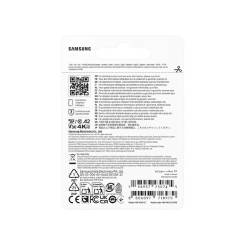 Spominska kartica SDXC 512GB Samsung T9 200MB/130MB/s U3 V30 UHS-I A2 (MB-MH512T/WW) SAMSUNG Spominska kartica SDXC 512GB Samsung T9 200MB/130MB/s U3 V30 UHS-I A2 (MB-MH512T/WW)