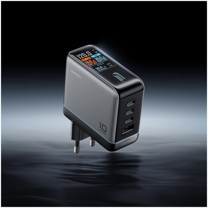 Hišni polnilec 100-240V => 3x USB-C USB-A 120W AD1204U z IPS zaslonom priložen kabel USB-C Cuktech srebrn (AD1204U) Hišni polnilec 100-240V => 3x USB-C USB-A 120W AD1204U z IPS zaslonom priložen kabel USB-C Cuktech srebrn (AD1204U)