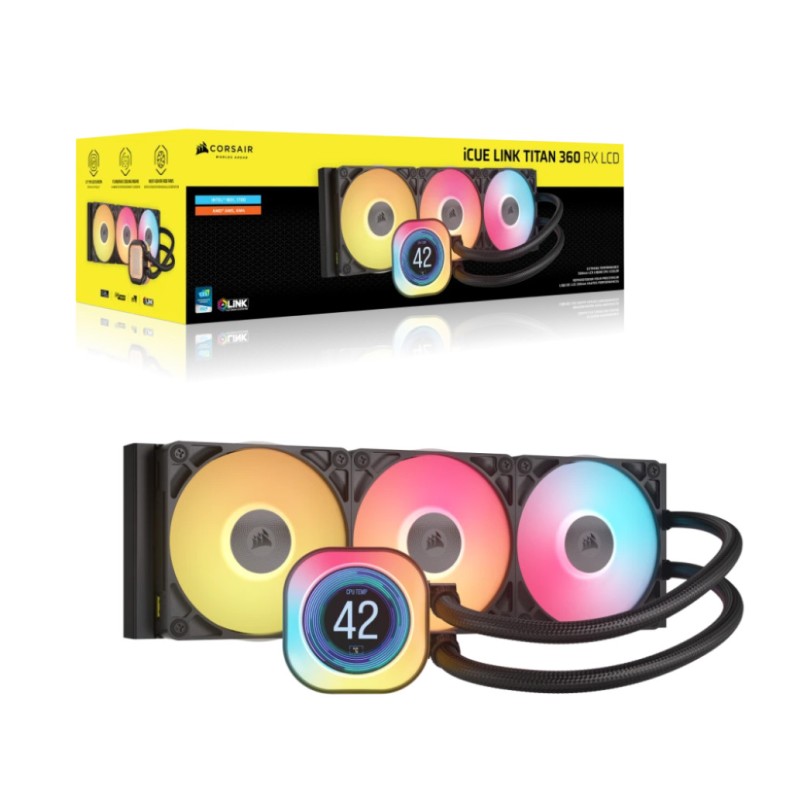 Vodno hlajenje Corsair iCUE LINK Titan 360 RX LCD - 360mm RGB črna (CW-9061023-WW) CORSAIR Vodno hlajenje Corsair iCUE LINK Titan 360 RX LCD - 360mm RGB črna (CW-9061023-WW)