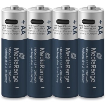 Baterija LR 06 AA 1400mAh polnjenje USB-C 4kom MediaRange (MRBAT161)