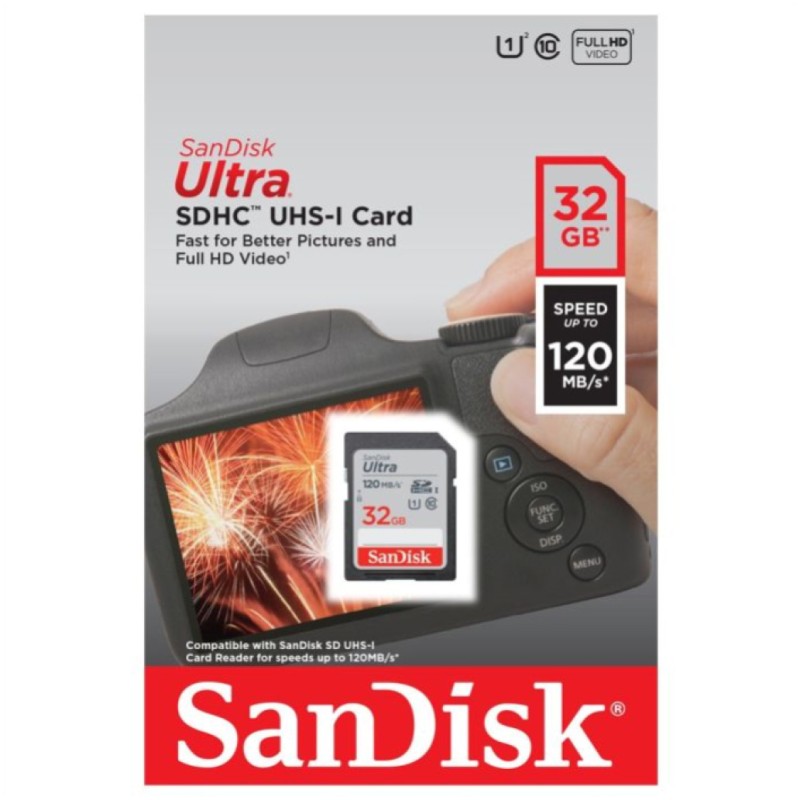 Spominska kartica SDHC 32GB Sandisk Ultra 120MB/s/U1 UHS-I (SDSDUN4-032G-GN6IN) SANDISK Spominska kartica SDHC 32GB Sandisk Ultra 120MB/s/U1 UHS-I (SDSDUN4-032G-GN6IN)