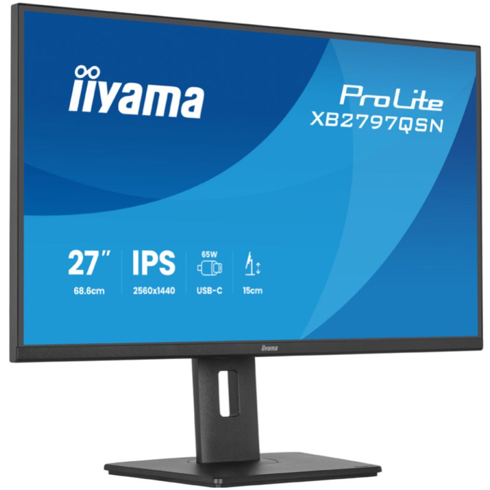 Monitor Iiyama 68,6 cm (27) XB2797QSN-B1 2560x1440 75Hz IPS 1ms HDMI DP USB-C 65W Pivot Zvočniki  7H AdaptiveSync HDR10 ProLite
